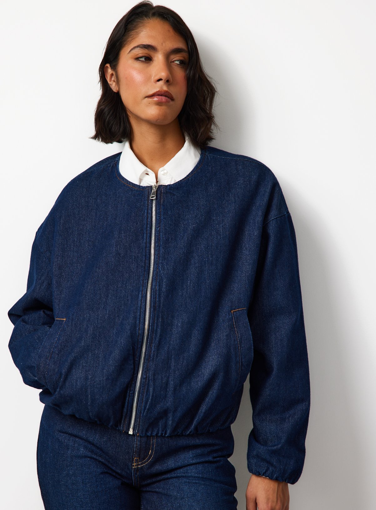 Dark Rinse Denim Bomber Jacket