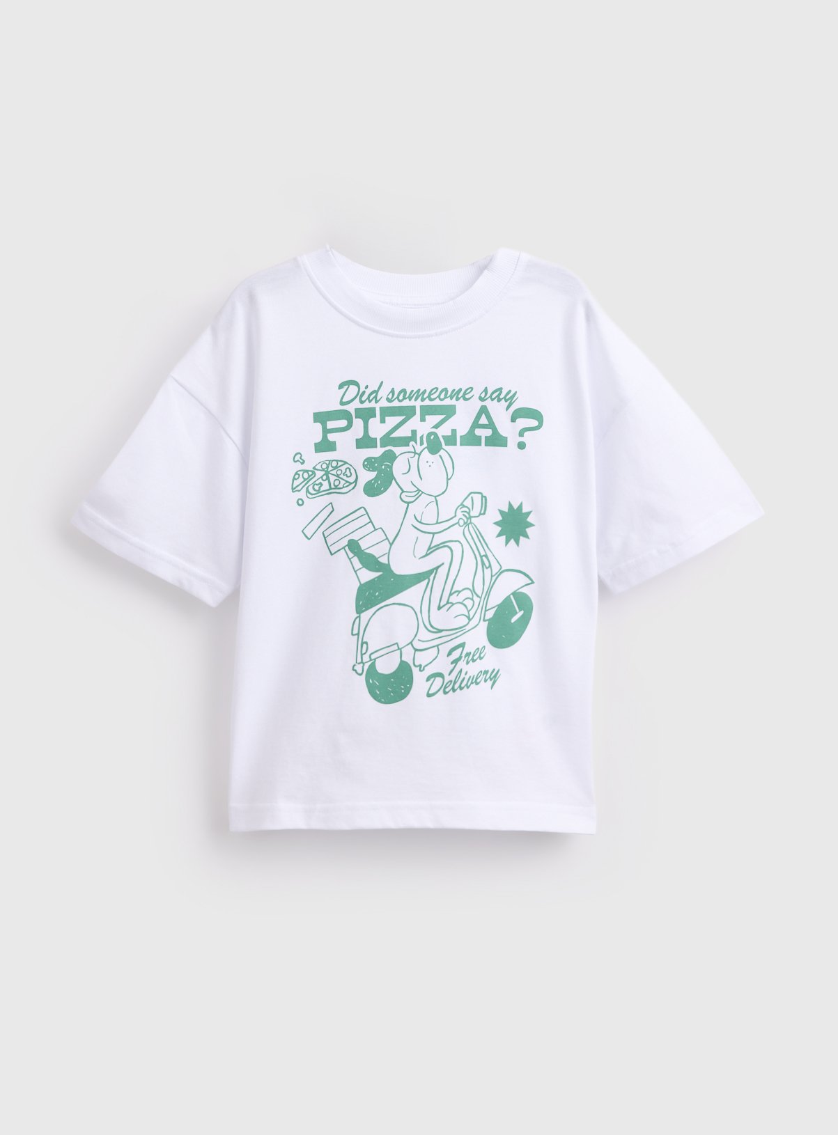 White Pizza Print T-Shirt