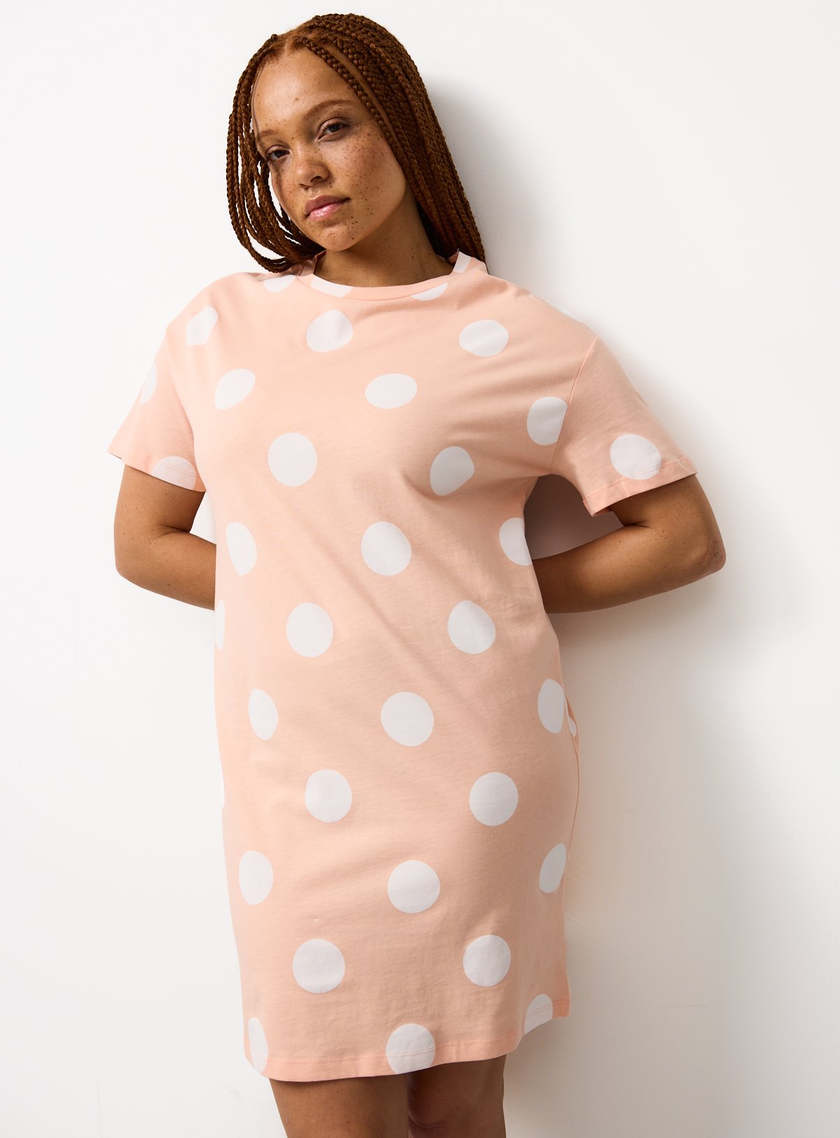Pink Polka Dot Print Sleep Tee