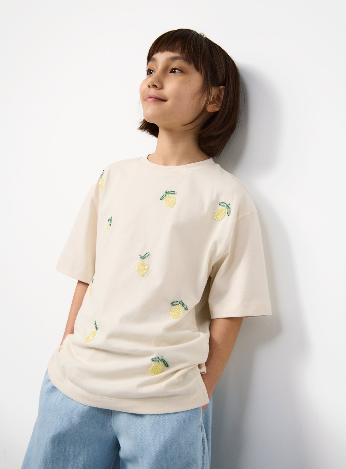 White Lemon Beaded T Shirt 11 years