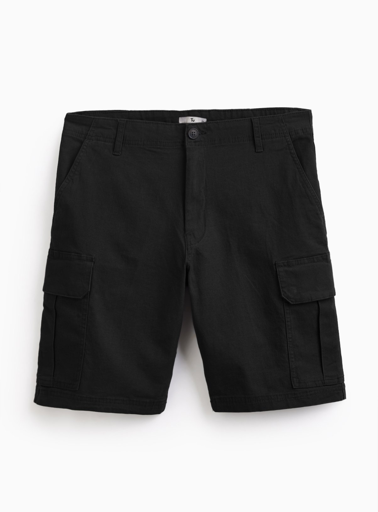 Black Longer Length Cargo Shorts 