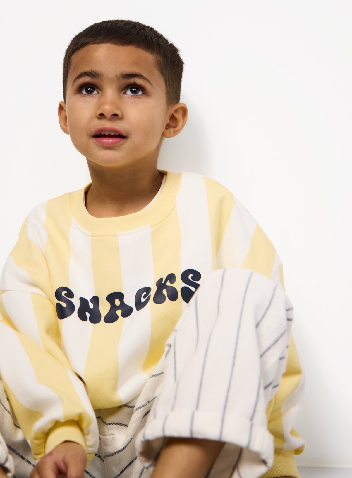Yellow Stripe Snacks Graphic Sweatshirt 