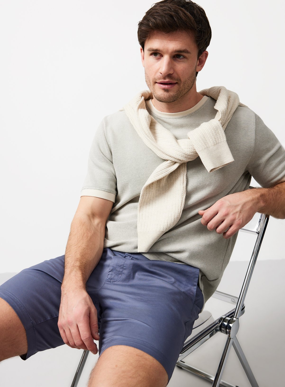 Blue Lightweight Chino Shorts 34