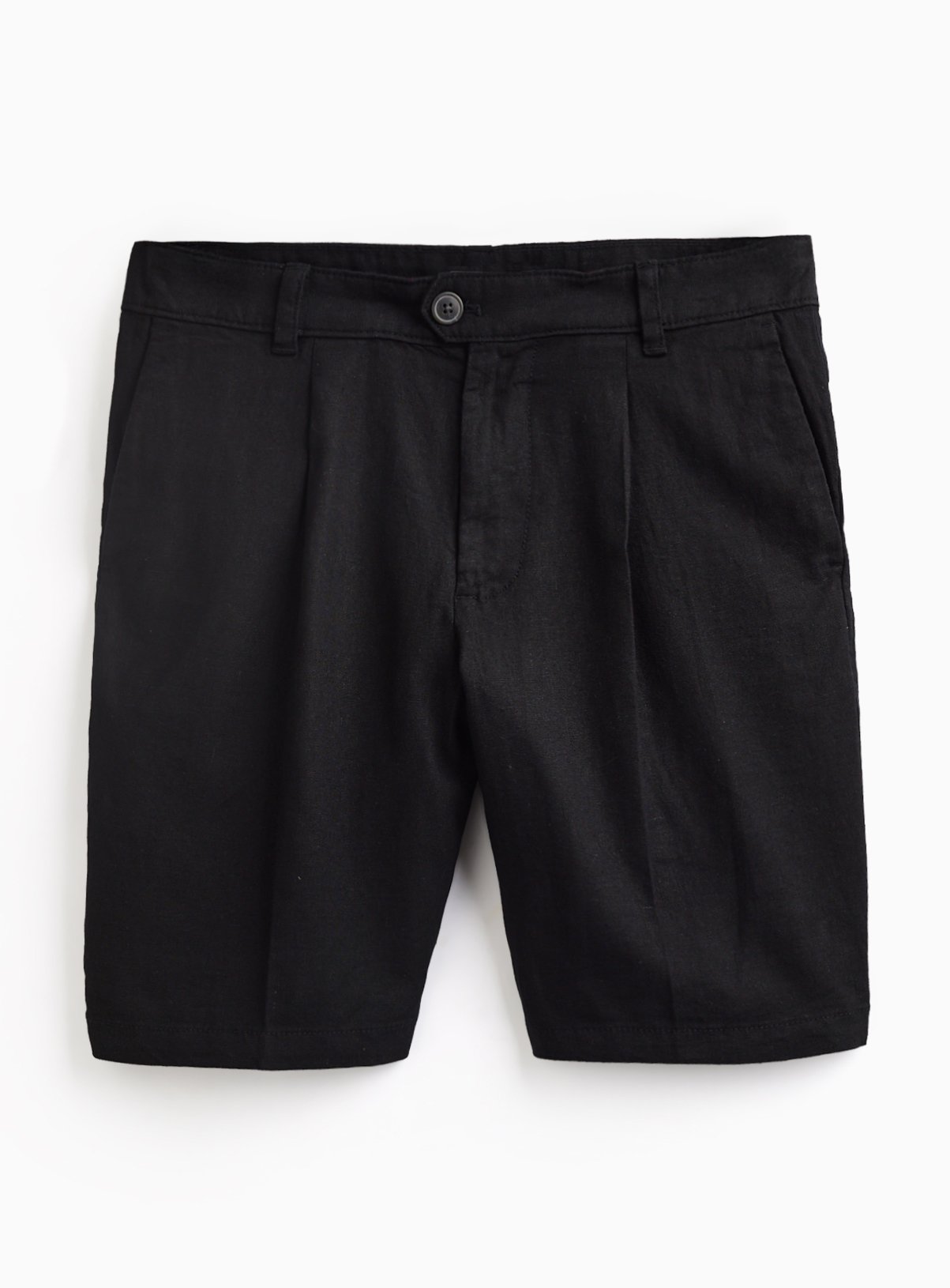 Black Linen Blend Shorts 