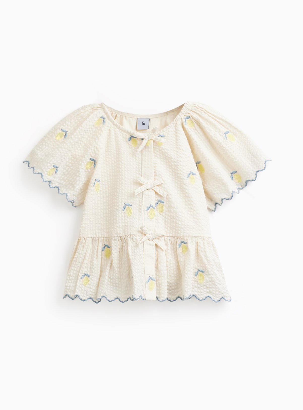 Cream Lemon Embroidered Blouse