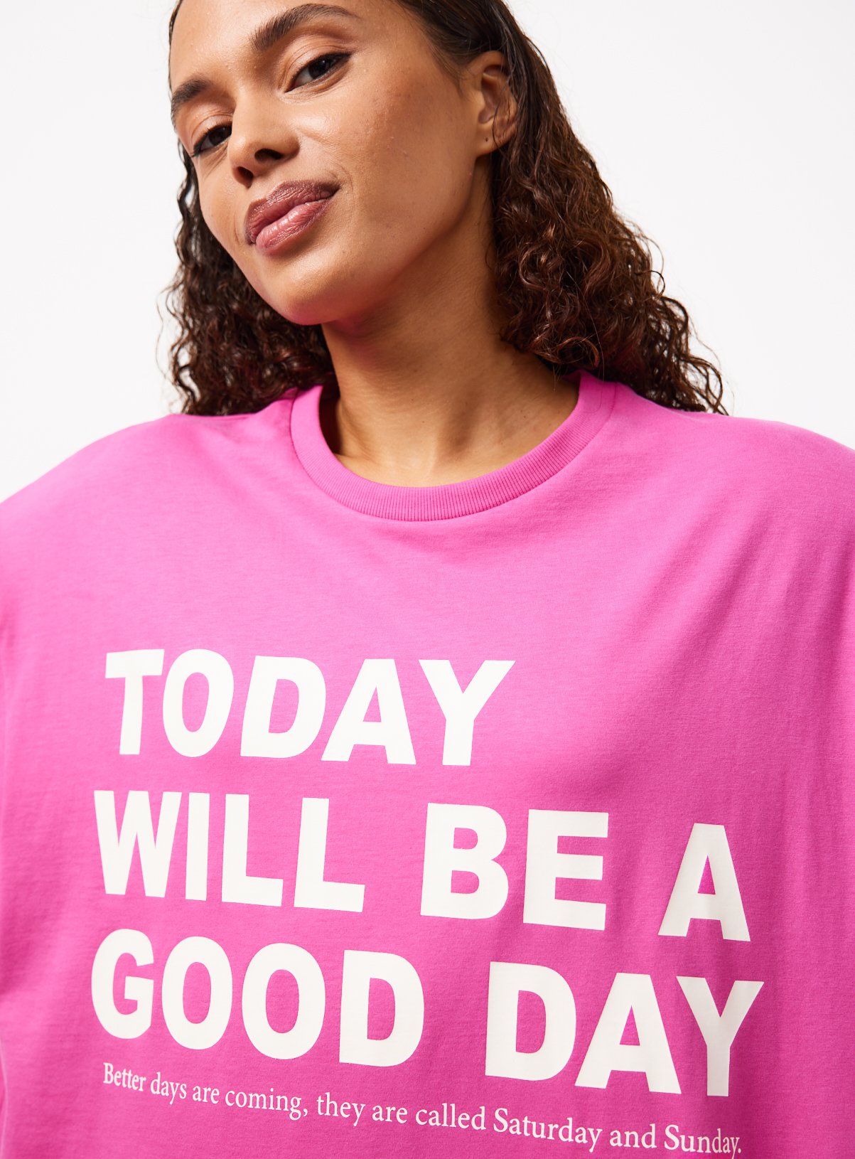 Pink Today Will Be A Good Day Graphic Oversized Fit Sleep Tee XXL