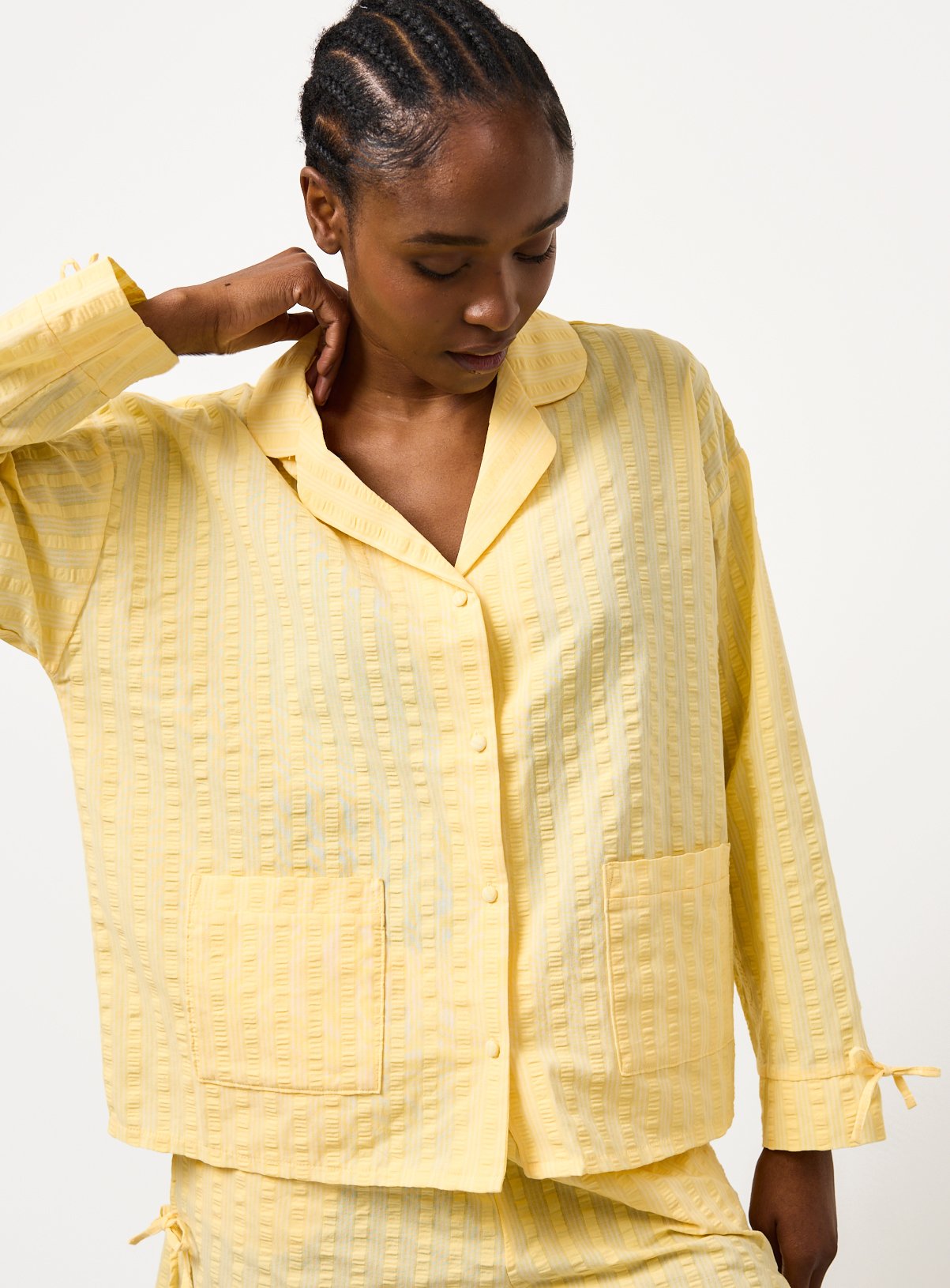 Yellow Seersucker Traditional Pyjama Top