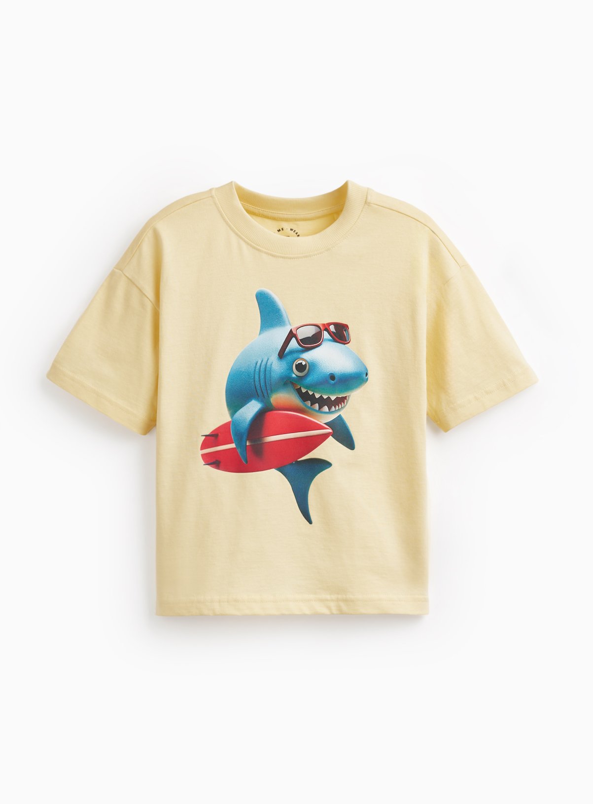 Yellow Shark Graphic Sun Bleached T-Shirt