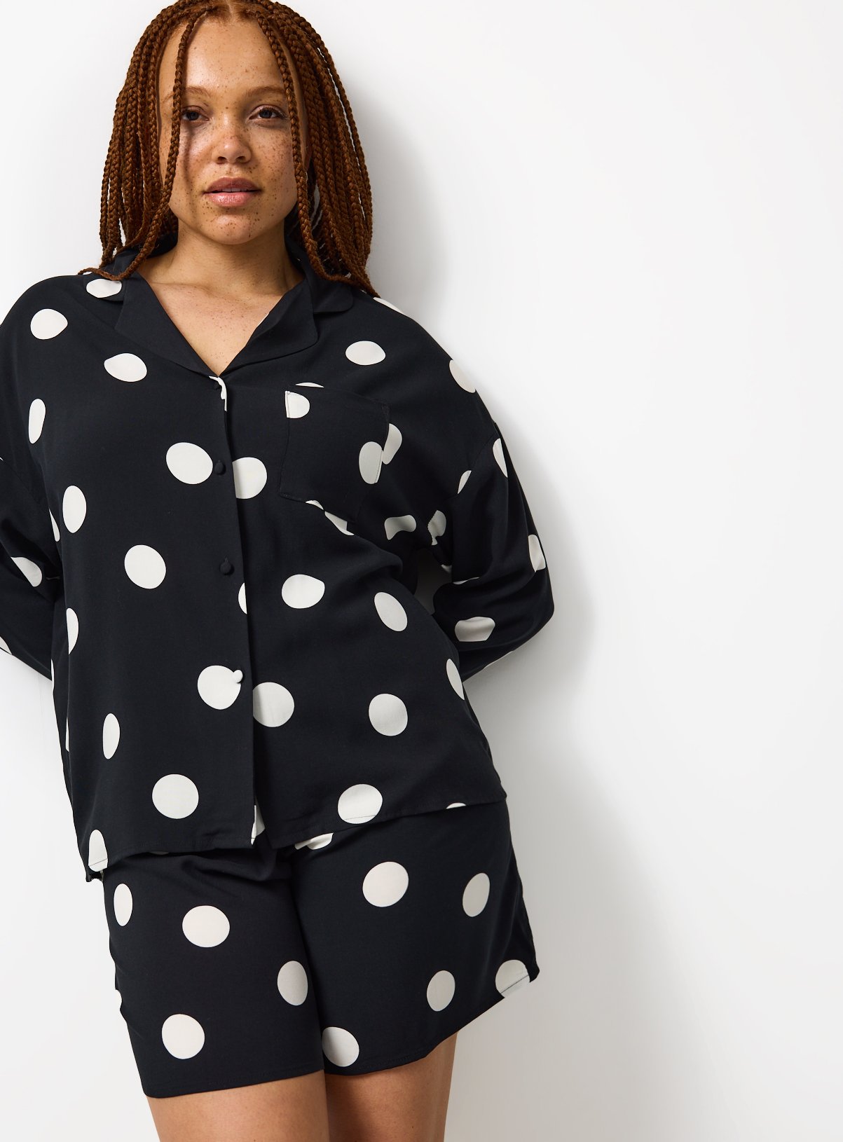 Mono Polka Dot Shortie Traditional Pyjamas
