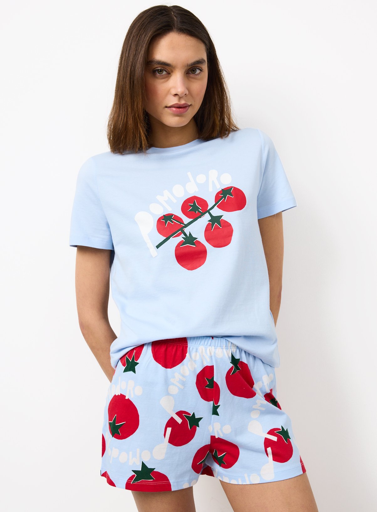 Blue Tomato Print Shortie Pyjamas 