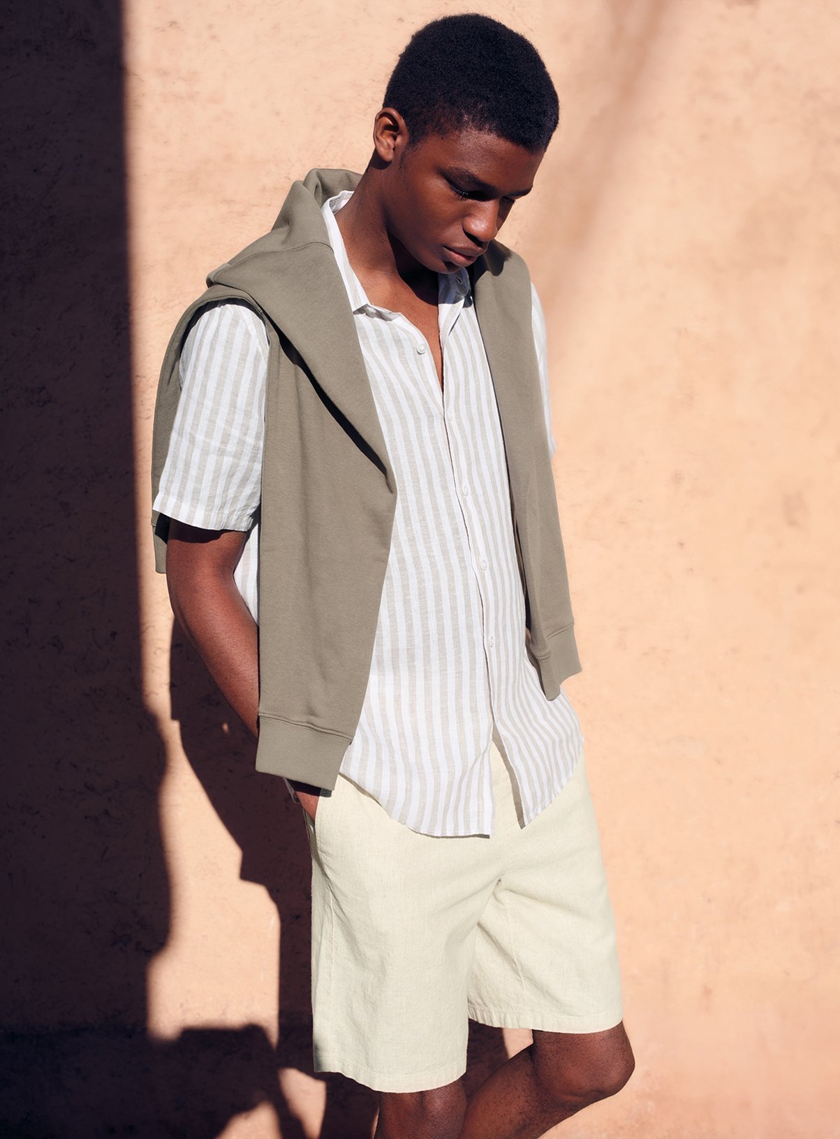 Pure Linen Stripe Short Sleeve Shirt