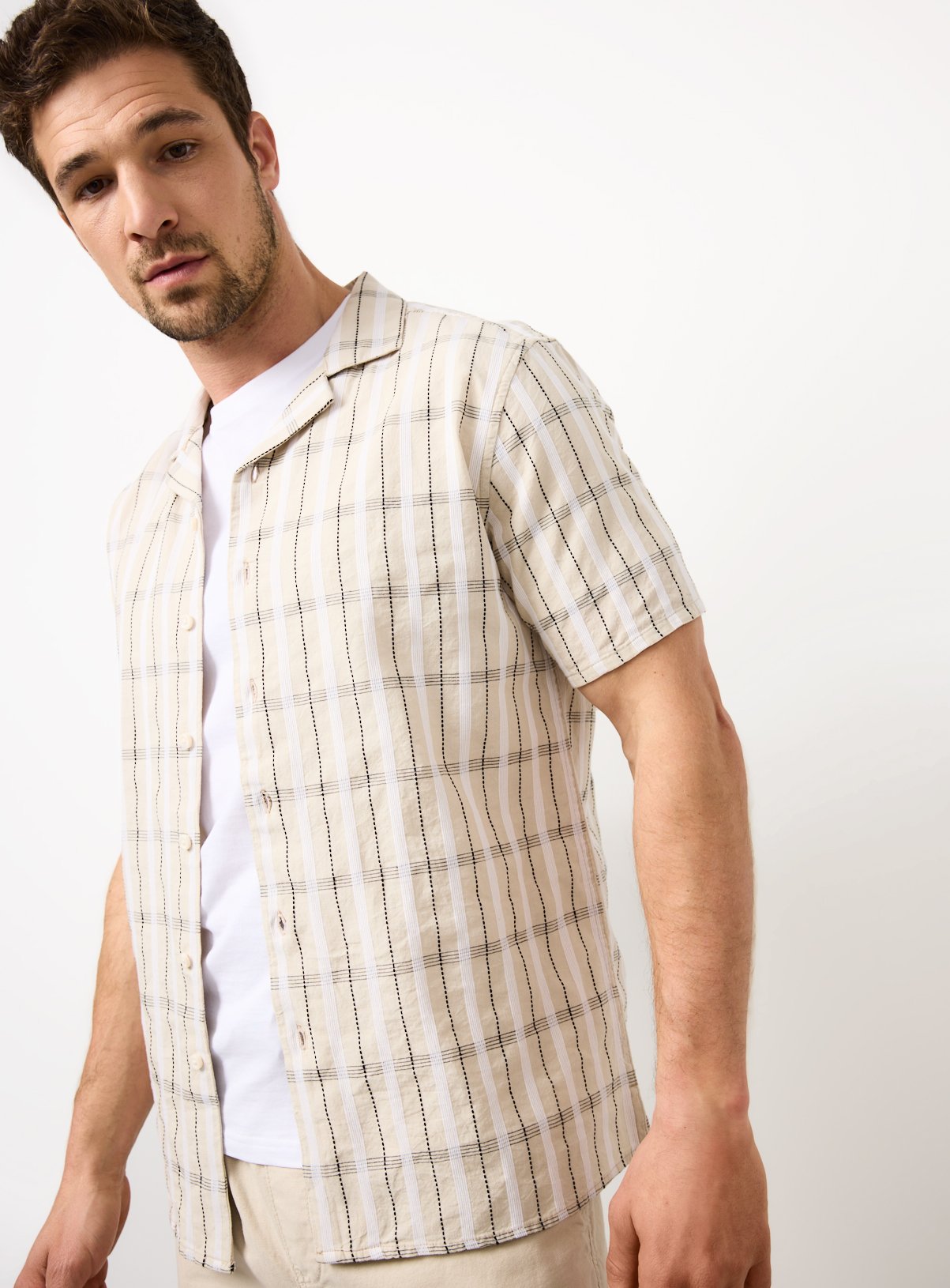 Mono Check Camp Collar Shirt XXXL