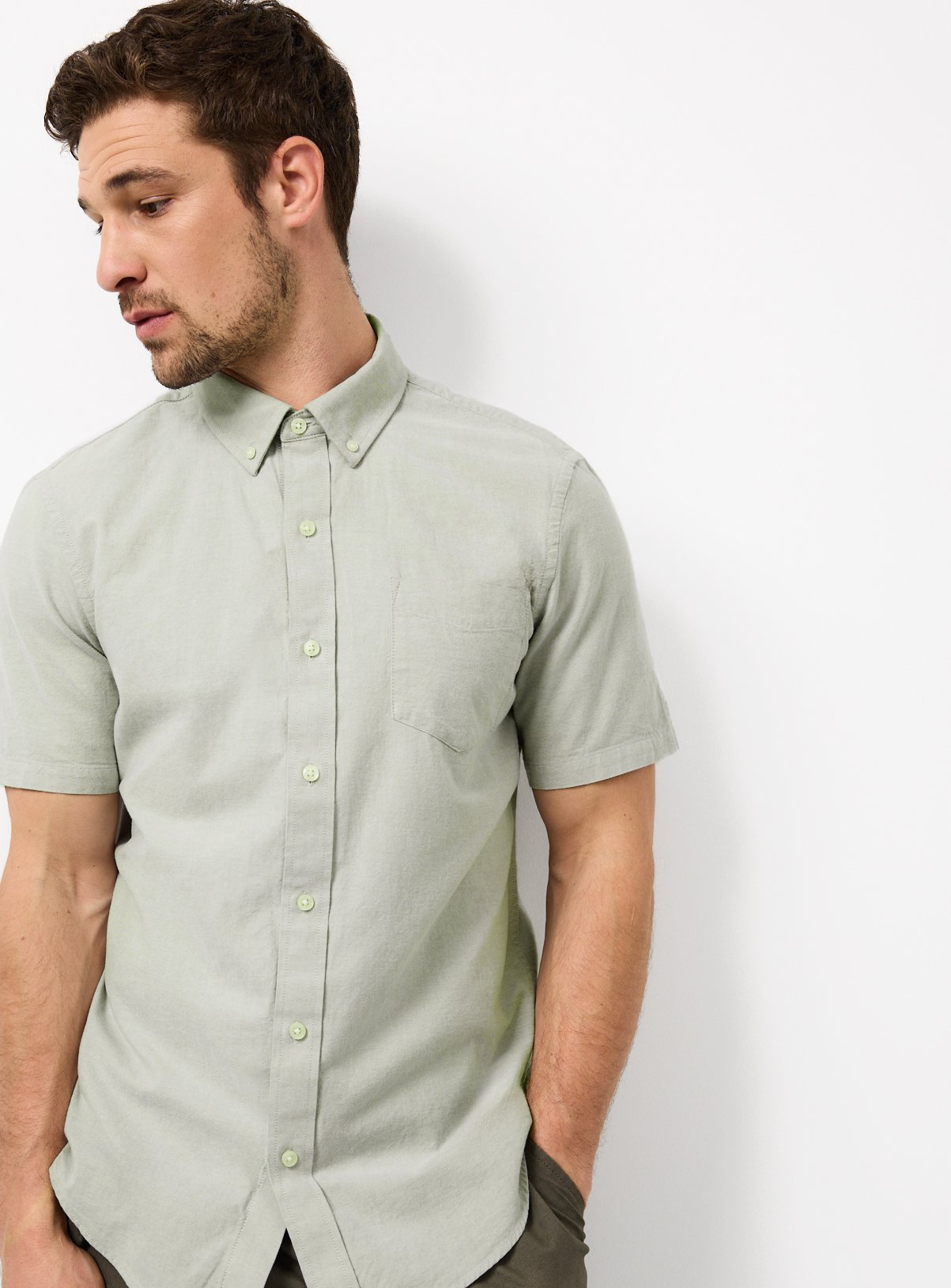 Light Green Short Sleeve Oxford Shirt XXL