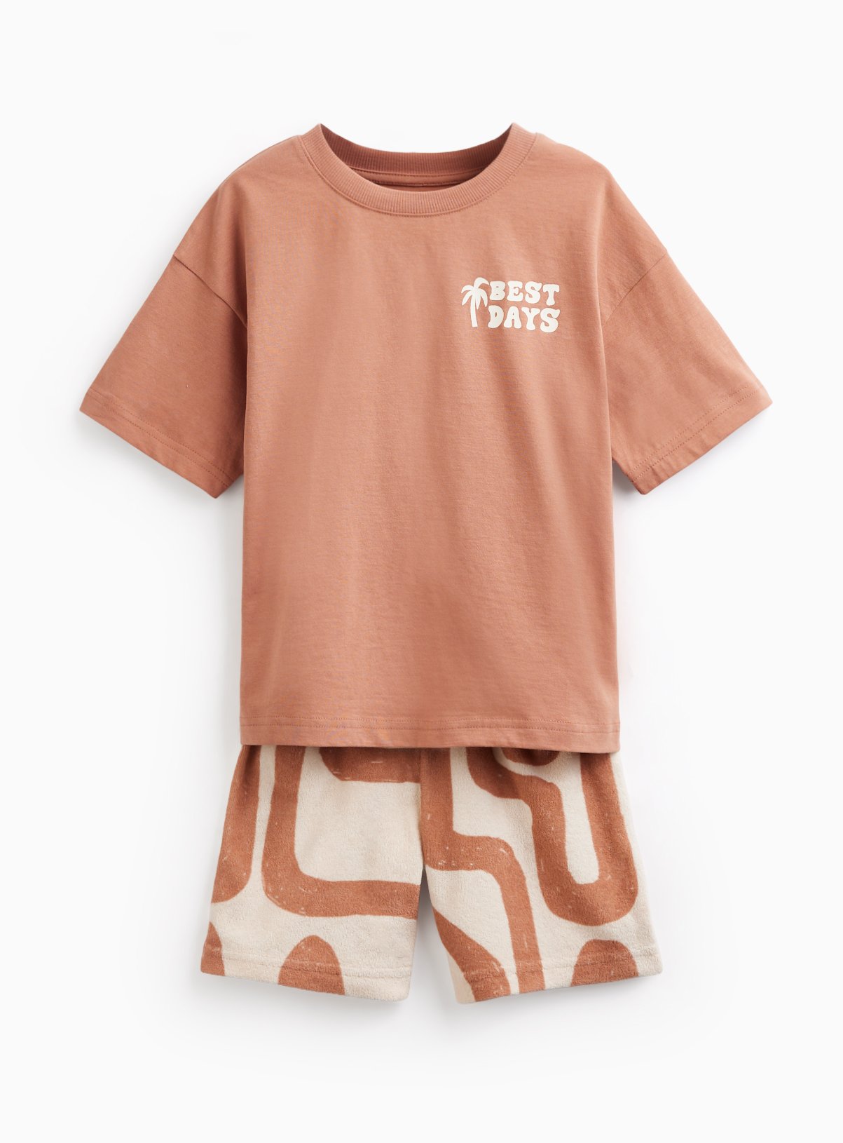 Orange Towelling Shorts & T-Shirt Set 