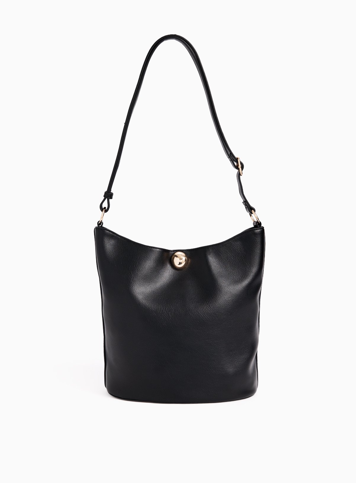 Black Bucket Clasp Detail Shoulder Bag One Size