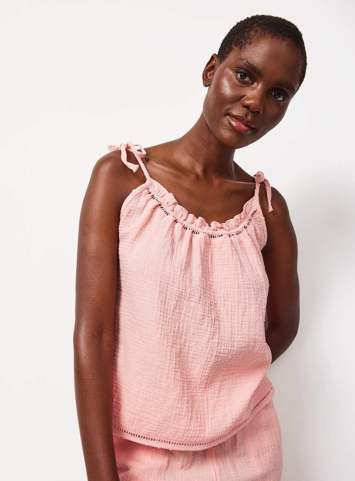 Pink Double Cloth Cami Pyjama Top 