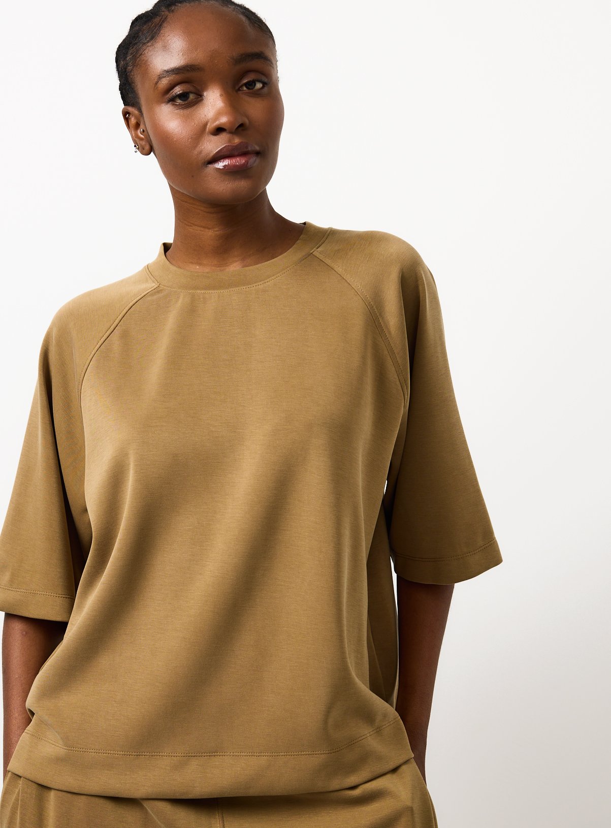 Tan Oversized Raglan Co-ord T-Shirt