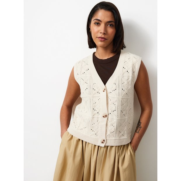 Buy Cream Crochet Patchwork V-Neck Waistcoat L | Waistcoats | Argos