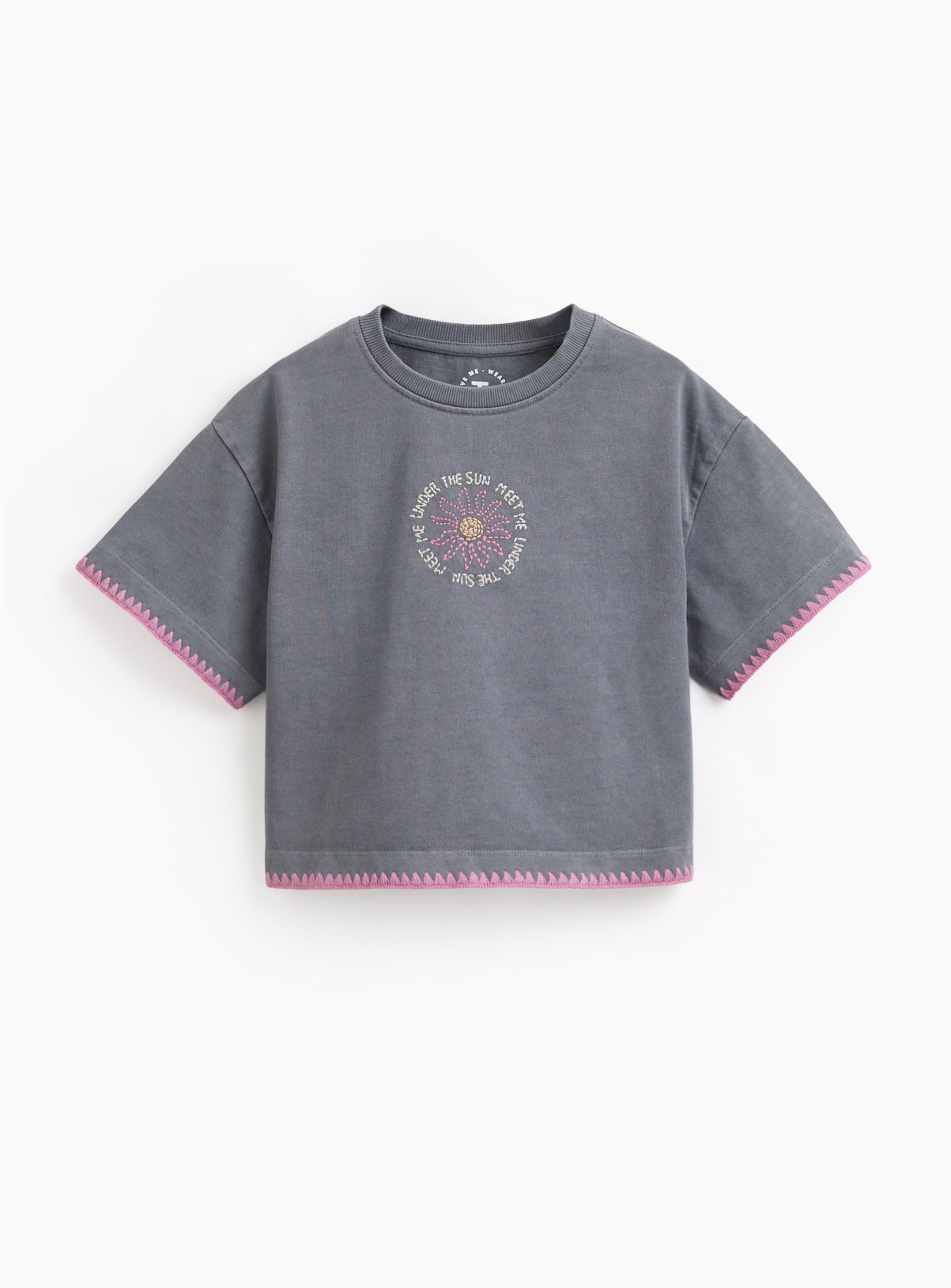 Grey Blanket Stitch T-Shirt 14 years