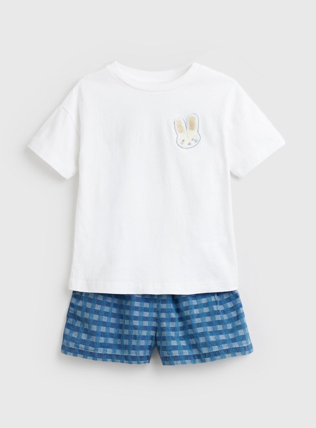White Bunny Print T-Shirt & Shorts Set 
