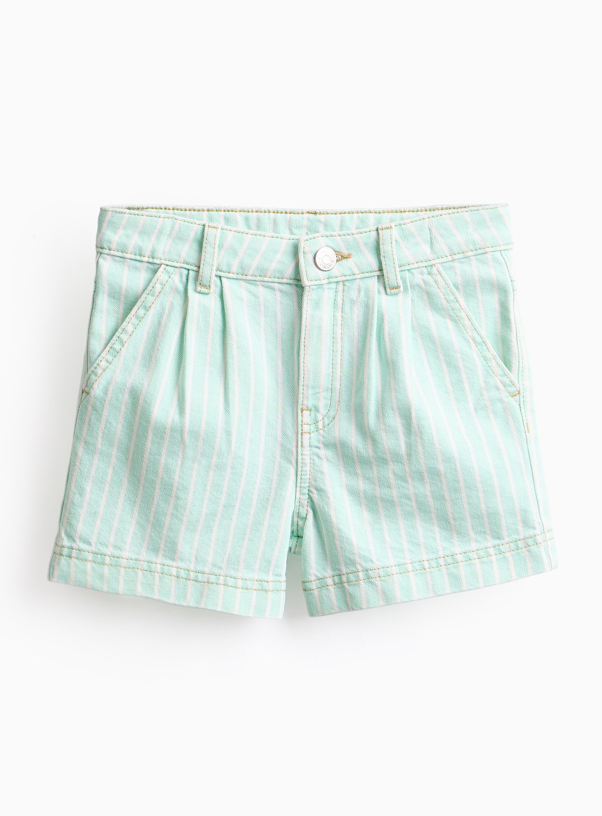 Light Green Stripe Print Denim Shorts 14 years
