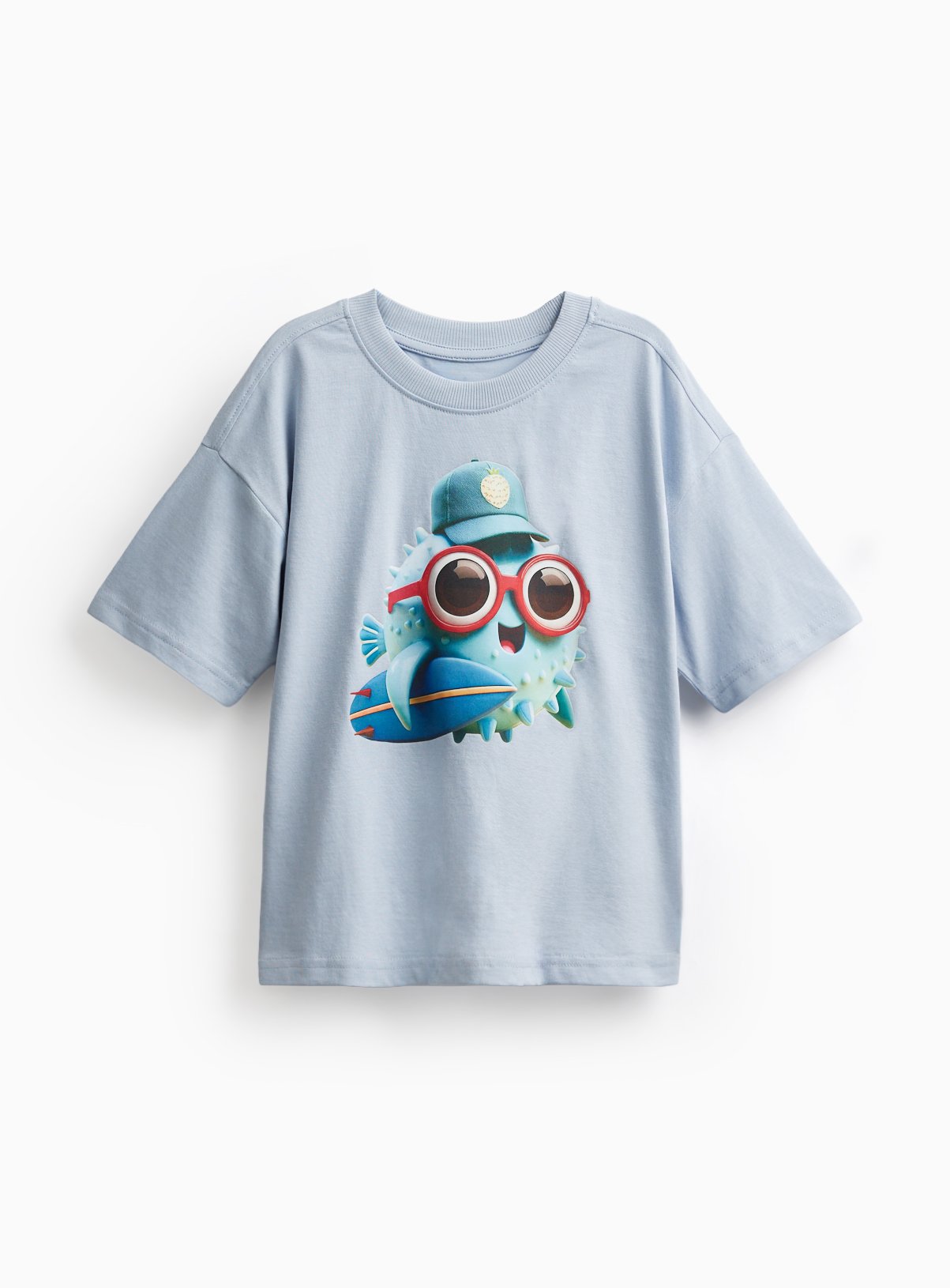 Blue Pufferfish Graphic T-Shirt 