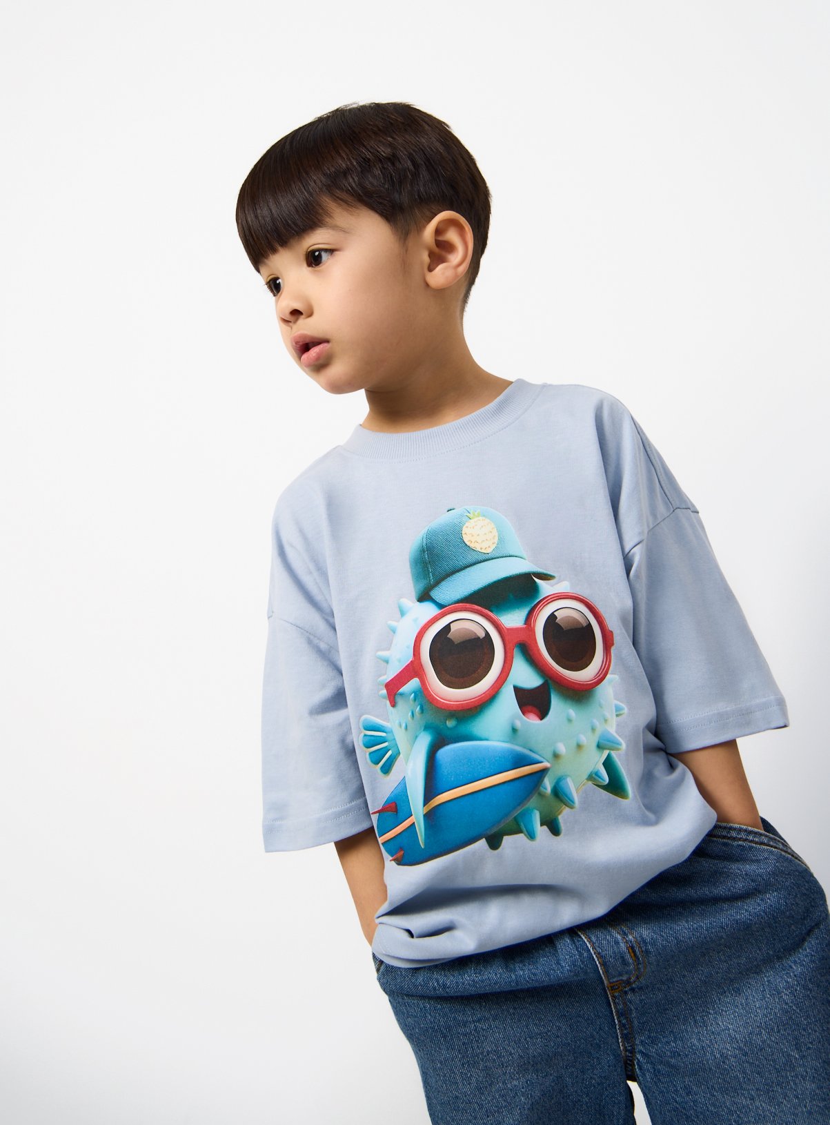 Blue Pufferfish Graphic T-Shirt 