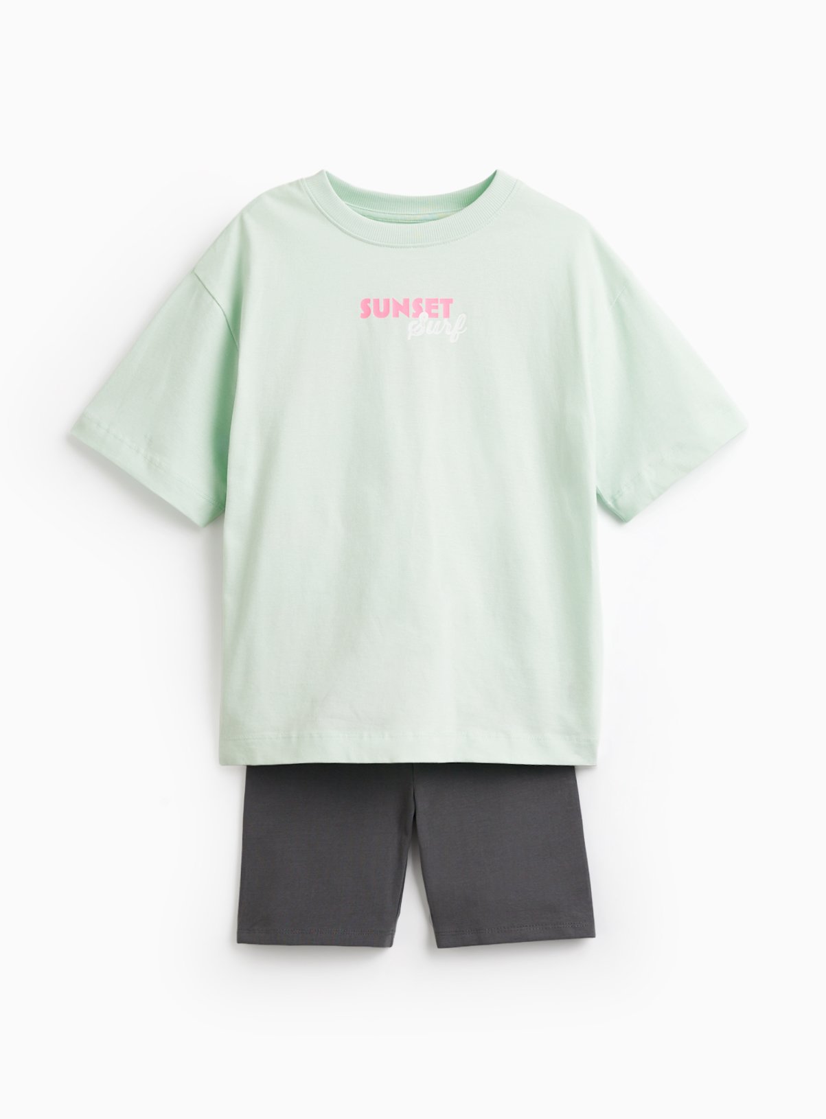 Green & Grey Jersey T-Shirt & Shorts Set 14 years