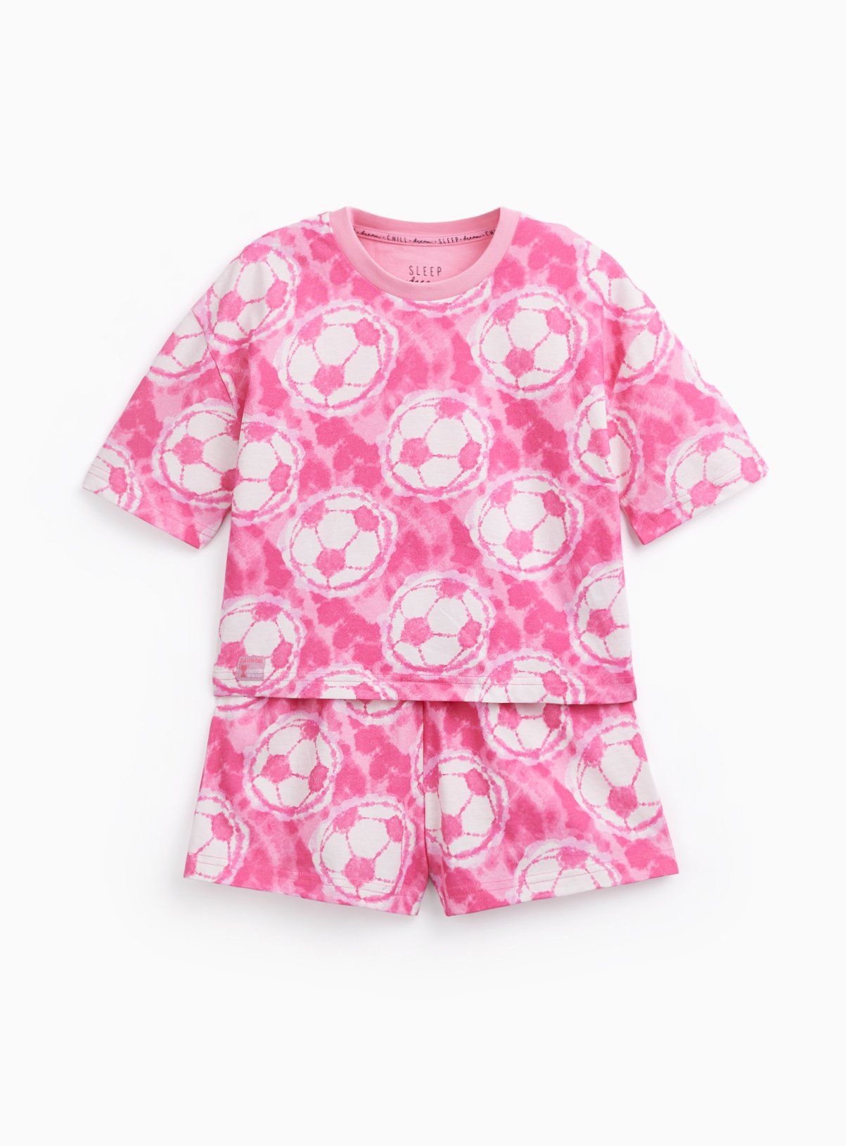 Pink Football Print Shortie Pyjamas 