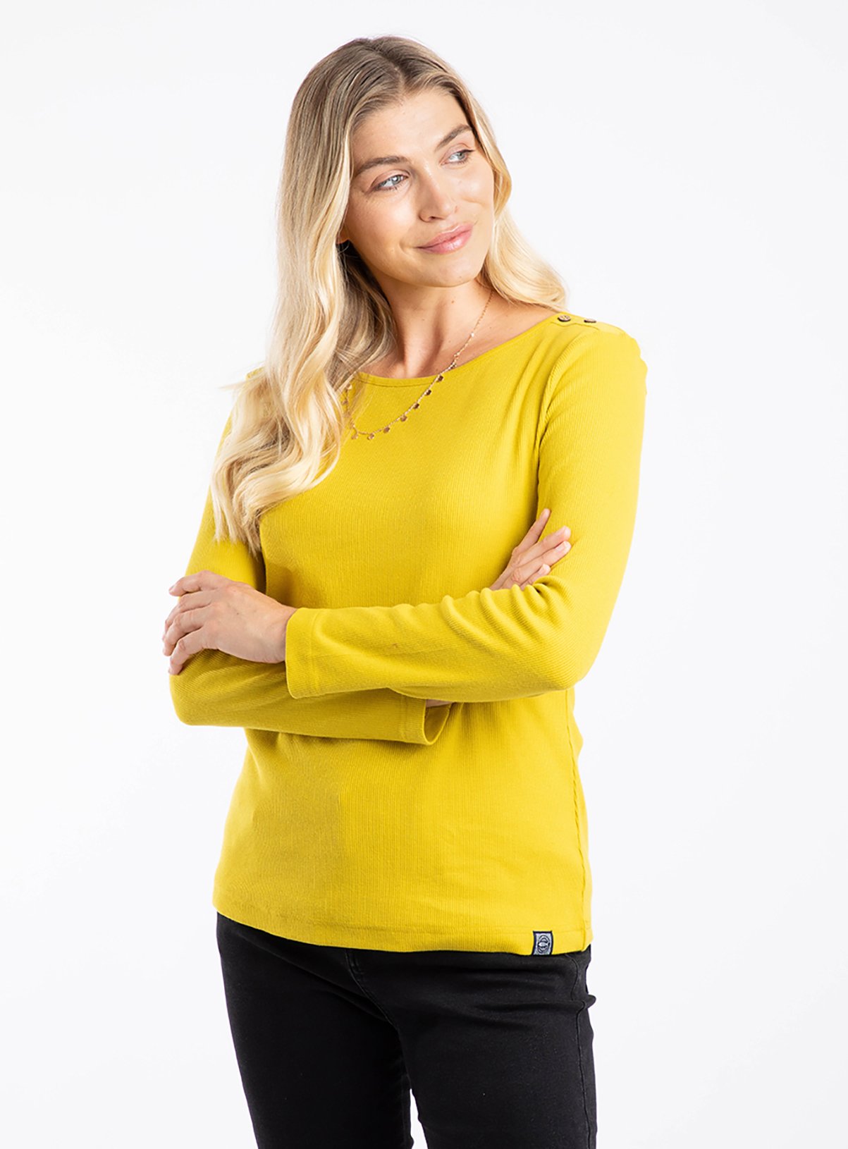 WEIRD FISH Maine Organic Cotton Long Sleeve Outfitter T Shirt Yellow