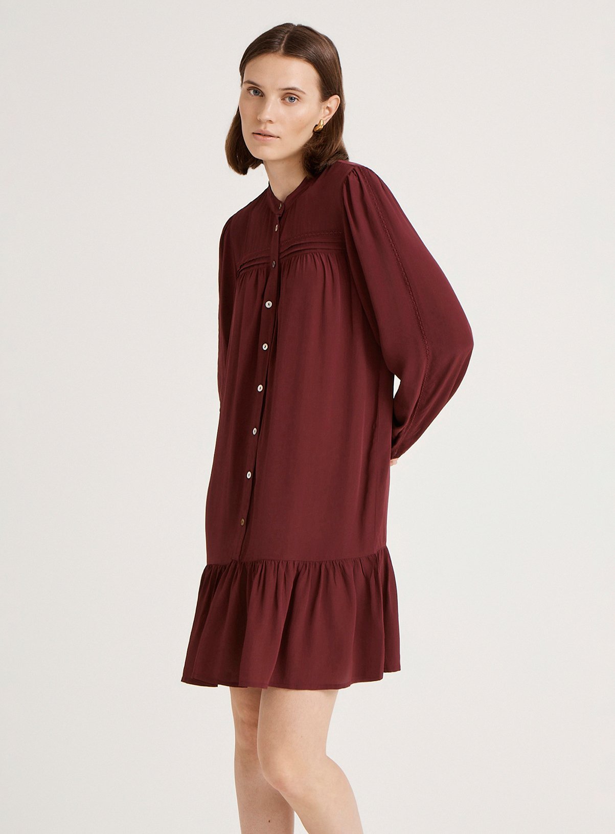FINERY Beccy Dress Burgundy 