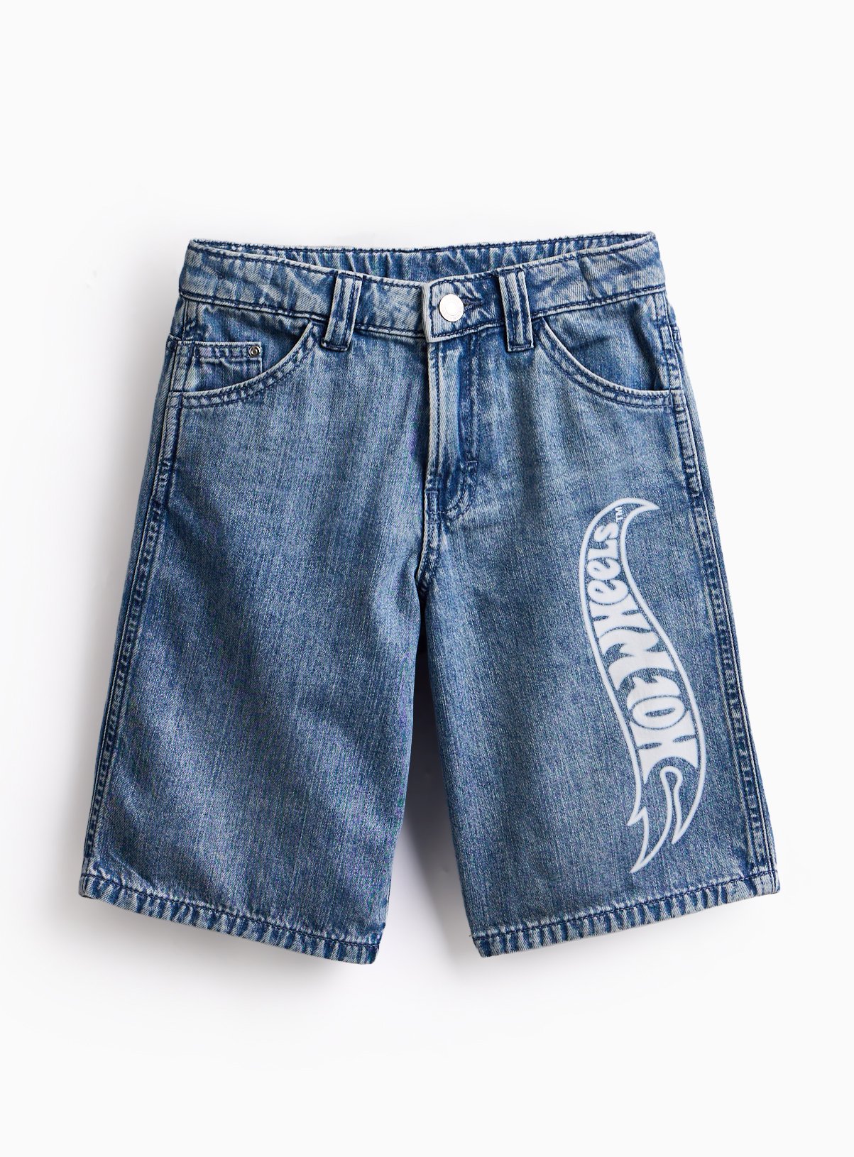 Blue Denim Hot Wheels Print Shorts