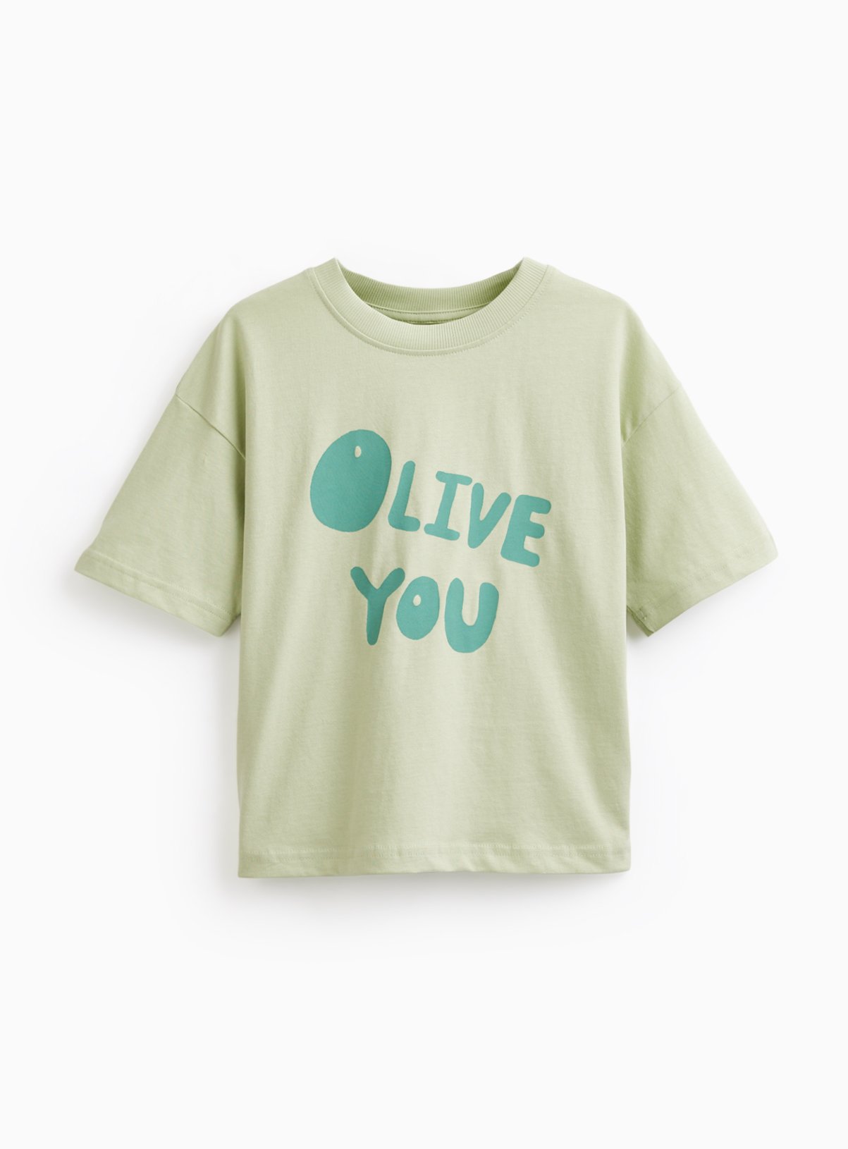 Green Olive You Graphic Print T-Shirt 