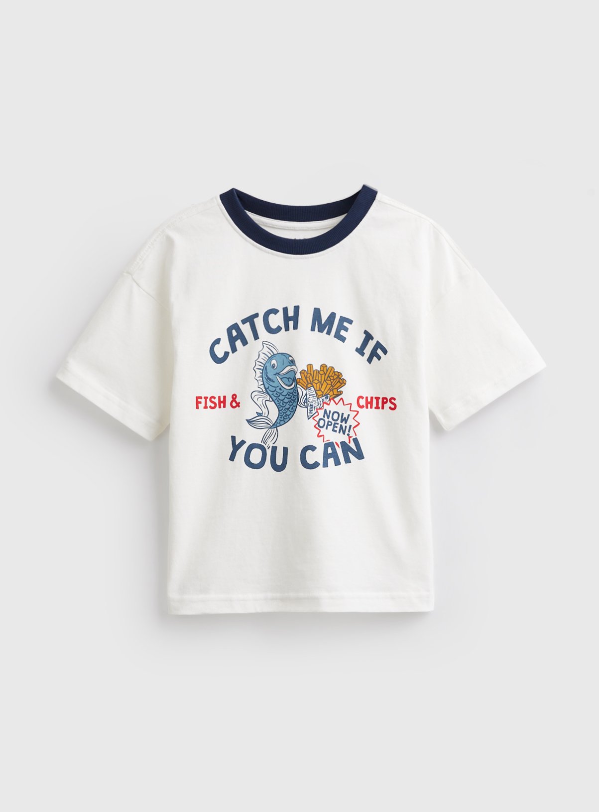 White Seafood Graphic T-Shirt 