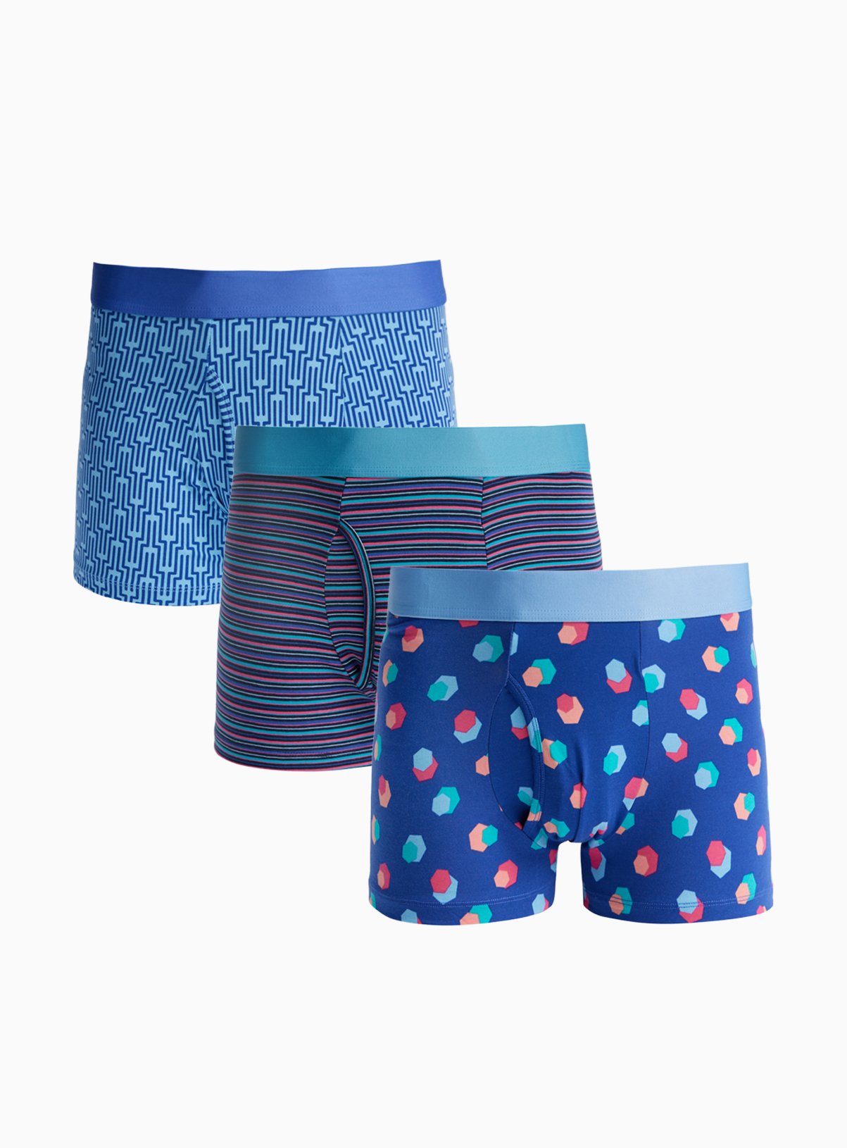 Blue Fun Print Trunks 3 Pack