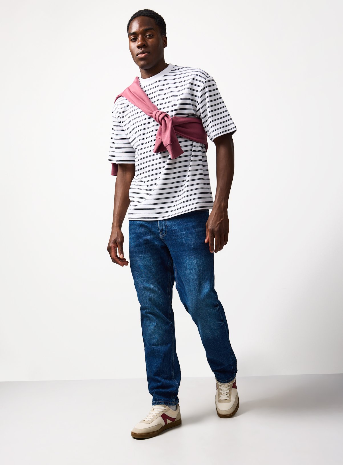 Stripe Ribbed Relaxed T-Shirt 