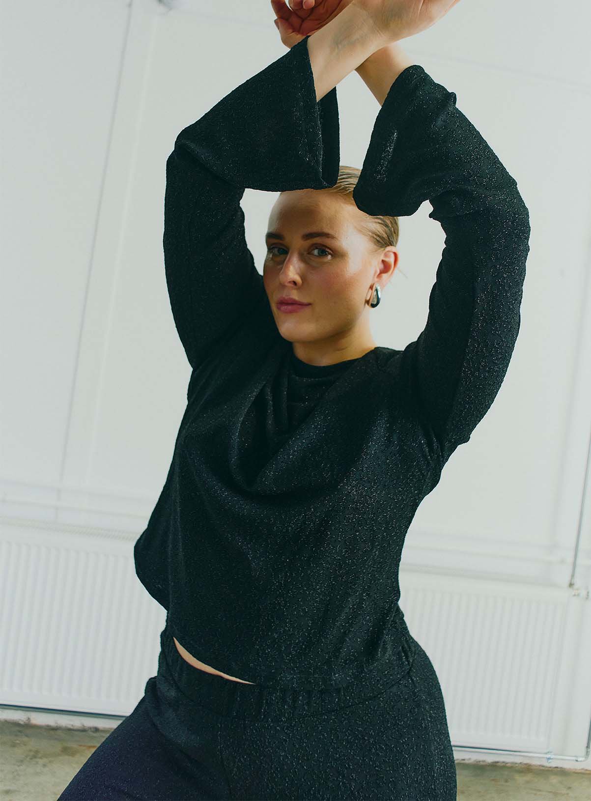 NOISY MAY Curve Black Glitter Shirt