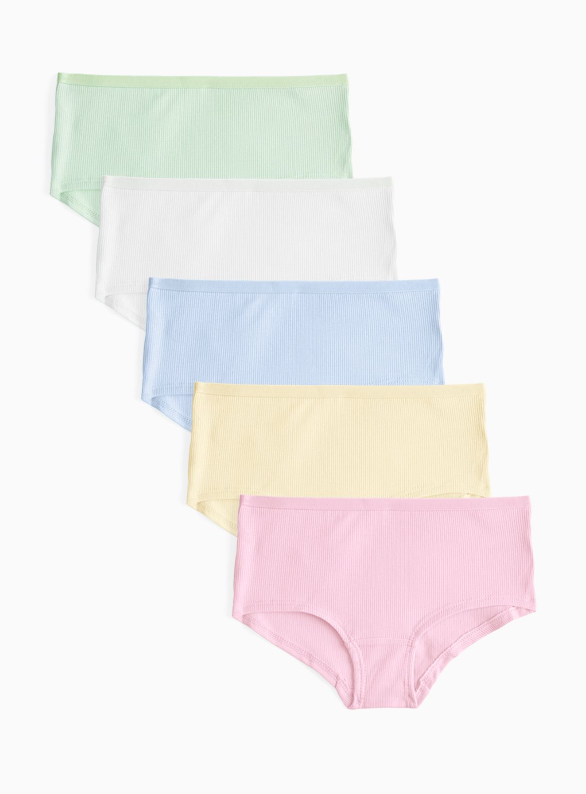 Pastel Ribbed Knicker Shorts 5 Pack 