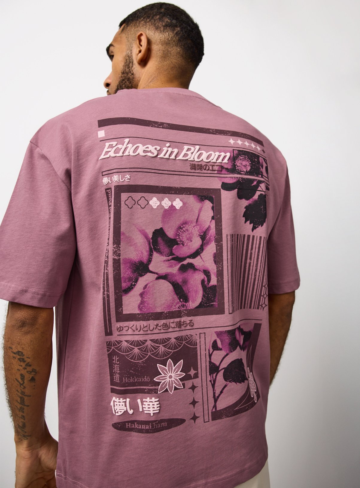 Purple Echoes In Bloom Graphic Relaxed Fit T-Shirt 