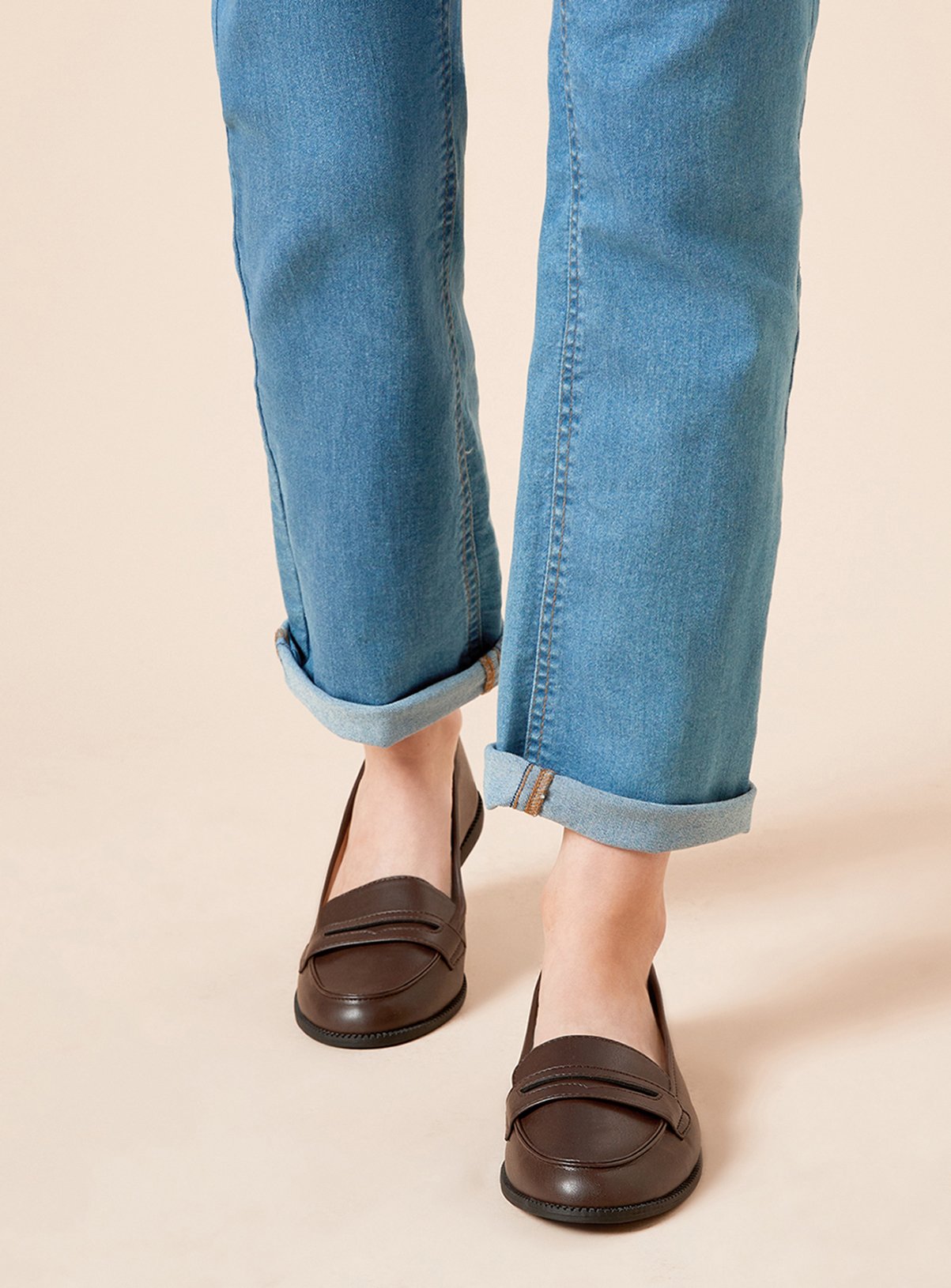 DOROTHY PERKINS Wide Fit Lara Penny Loafers Brown