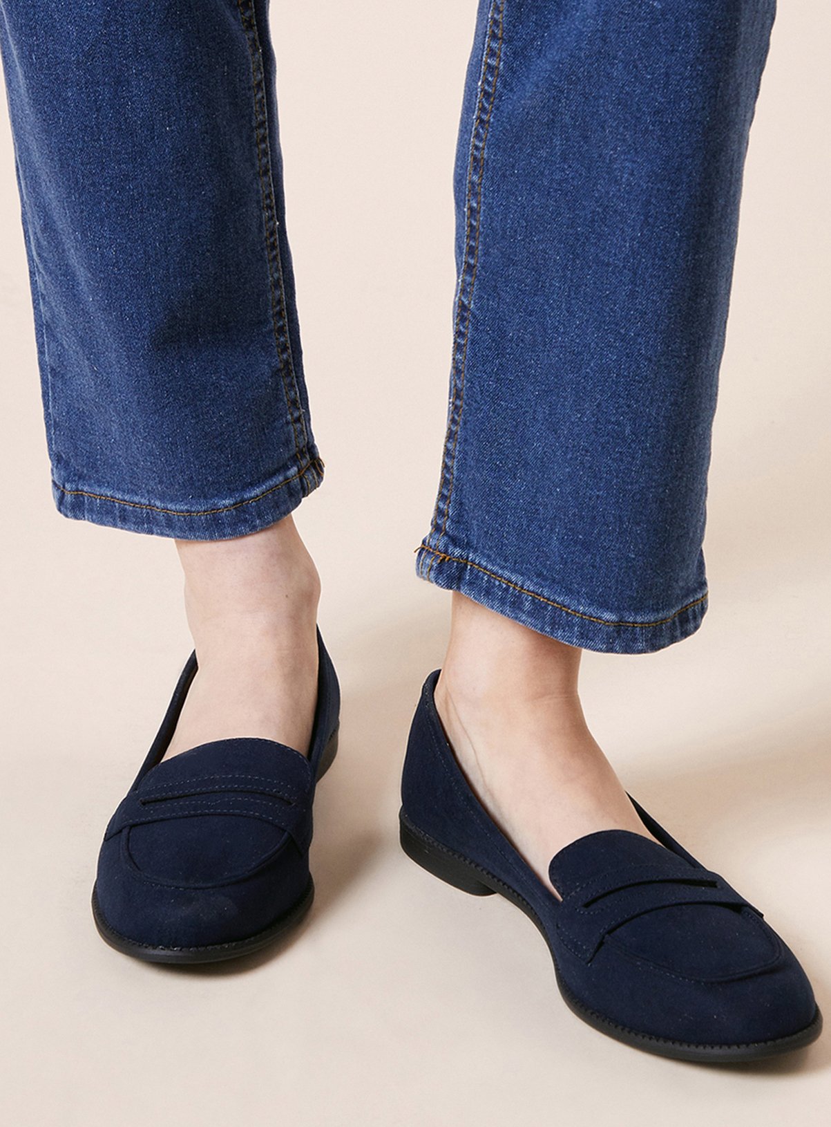 DOROTHY PERKINS Wide Fit Lara Penny Loafers Navy