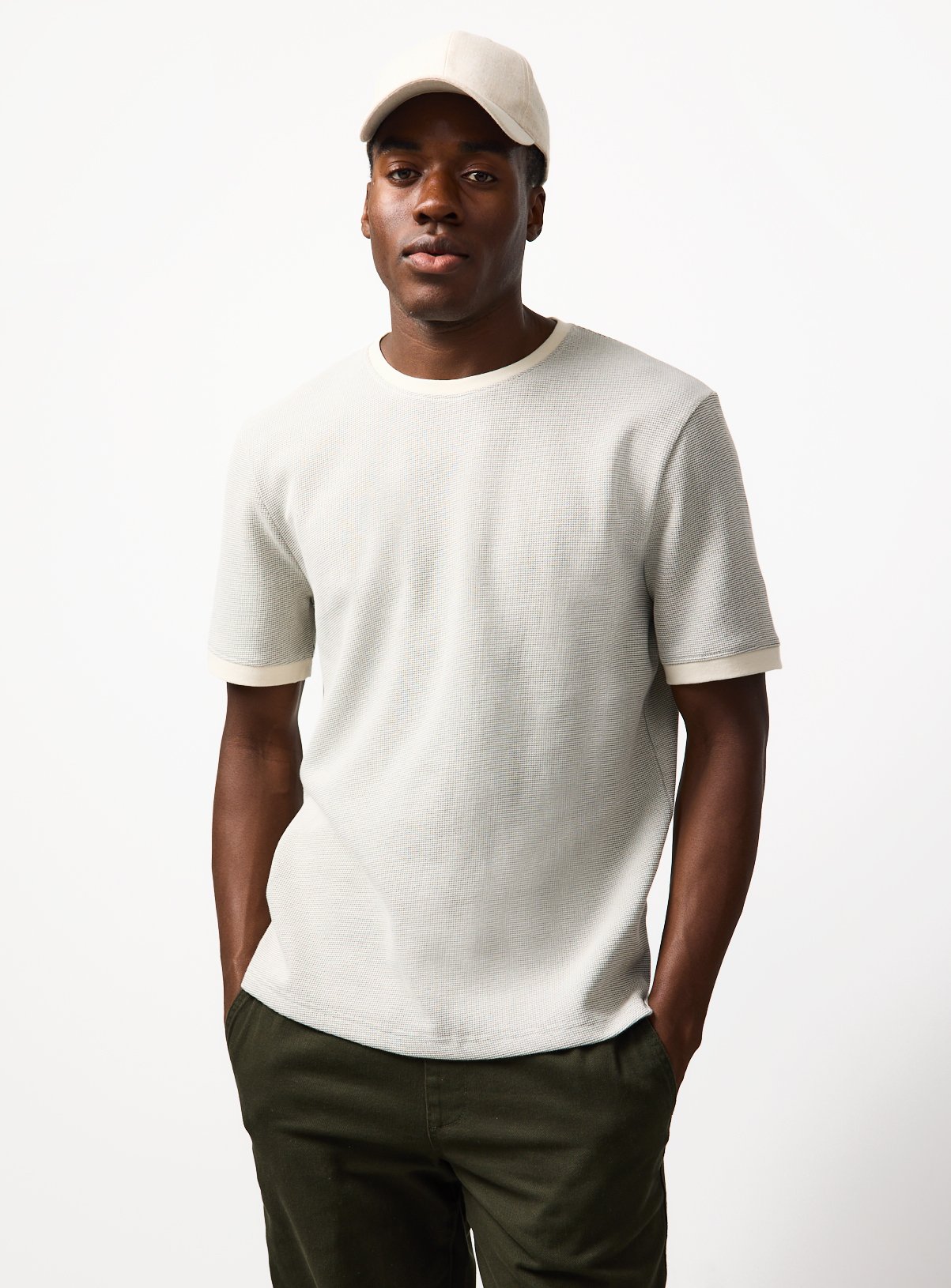 Cream Space Dye Textured T-Shirt XL