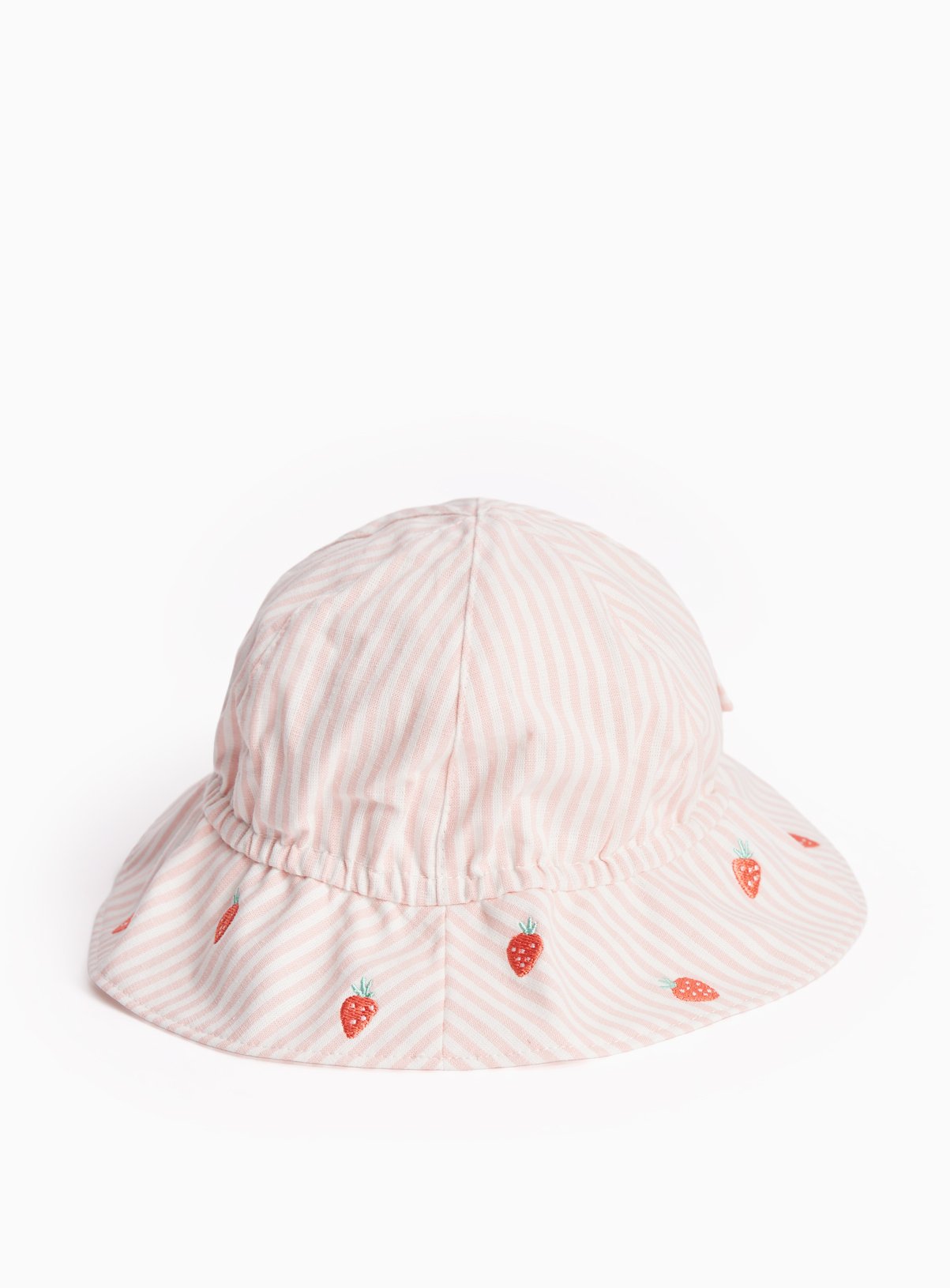 Pink Stripe Strawberry Print Floppy Hat 