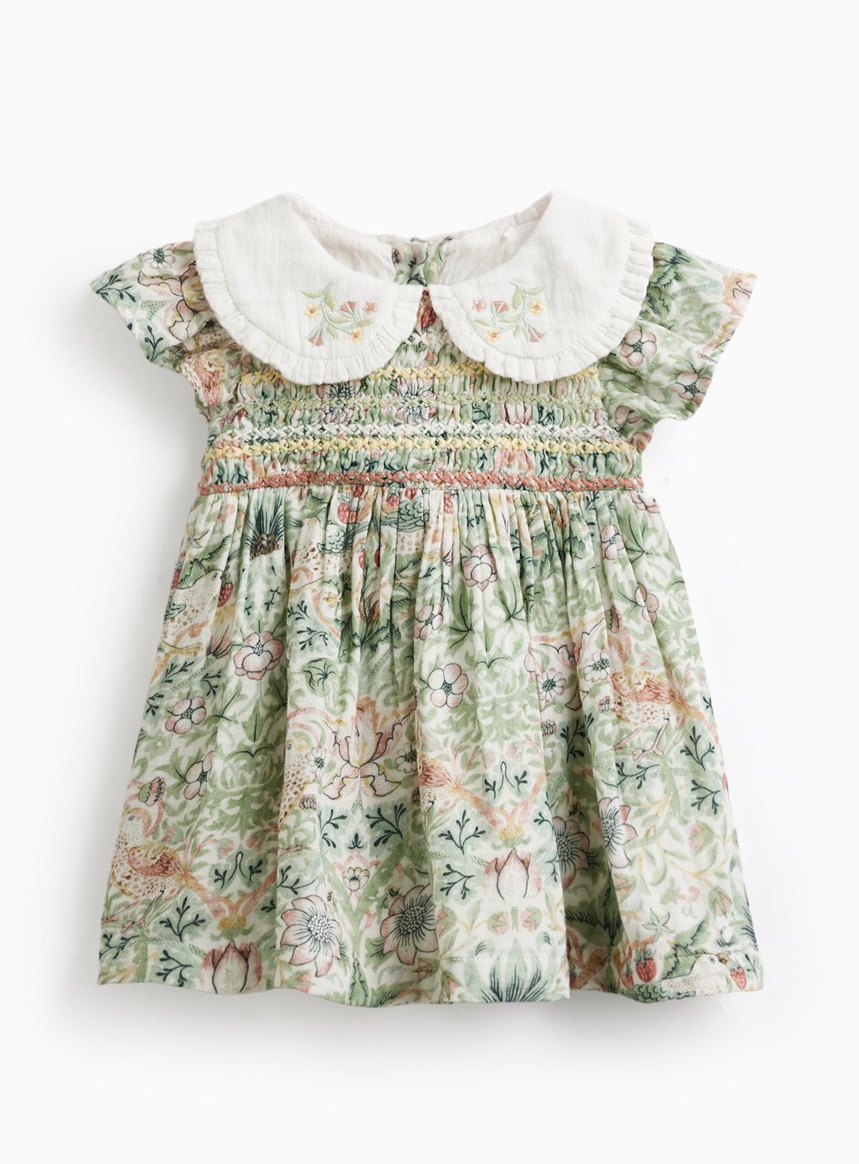 Tu x Morris & Co. Strawberry Thief Floral Frill Collar Dress 12-18 months