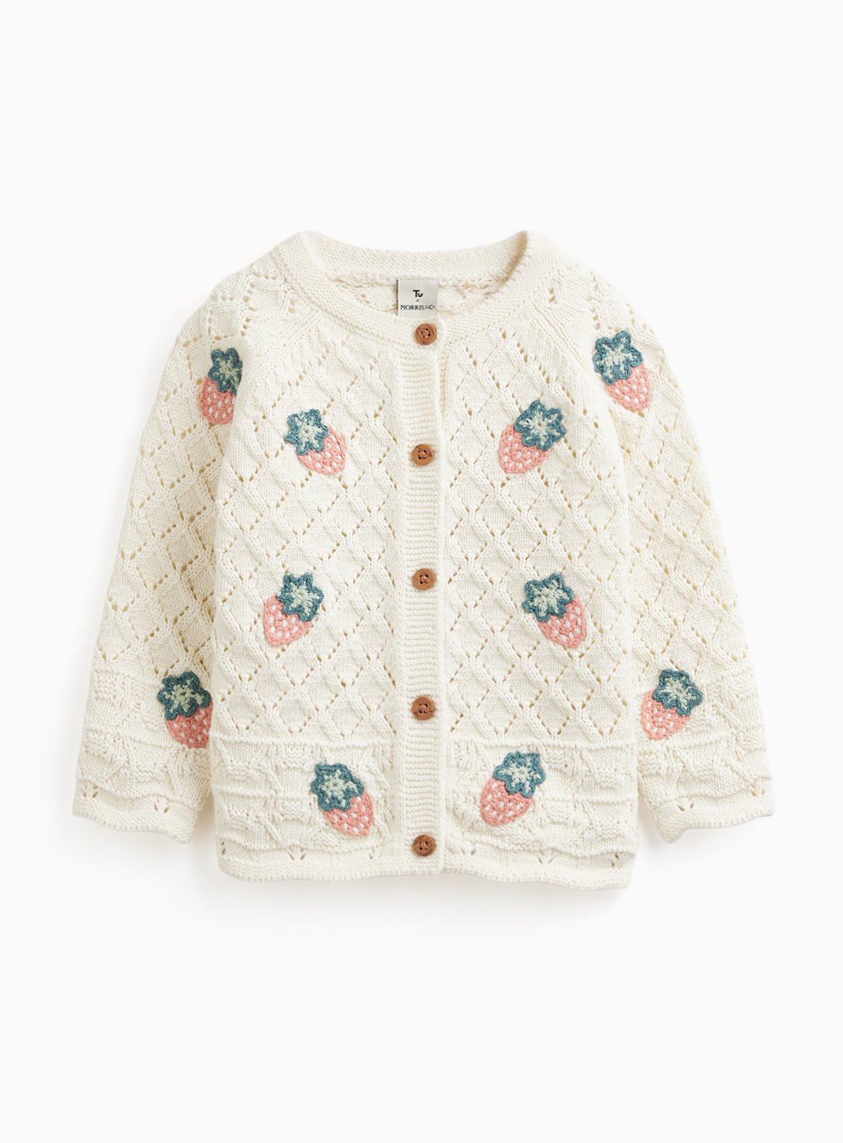 Tu x Morris & Co. Cream Strawberry Thief Print Embroidered Cardigan