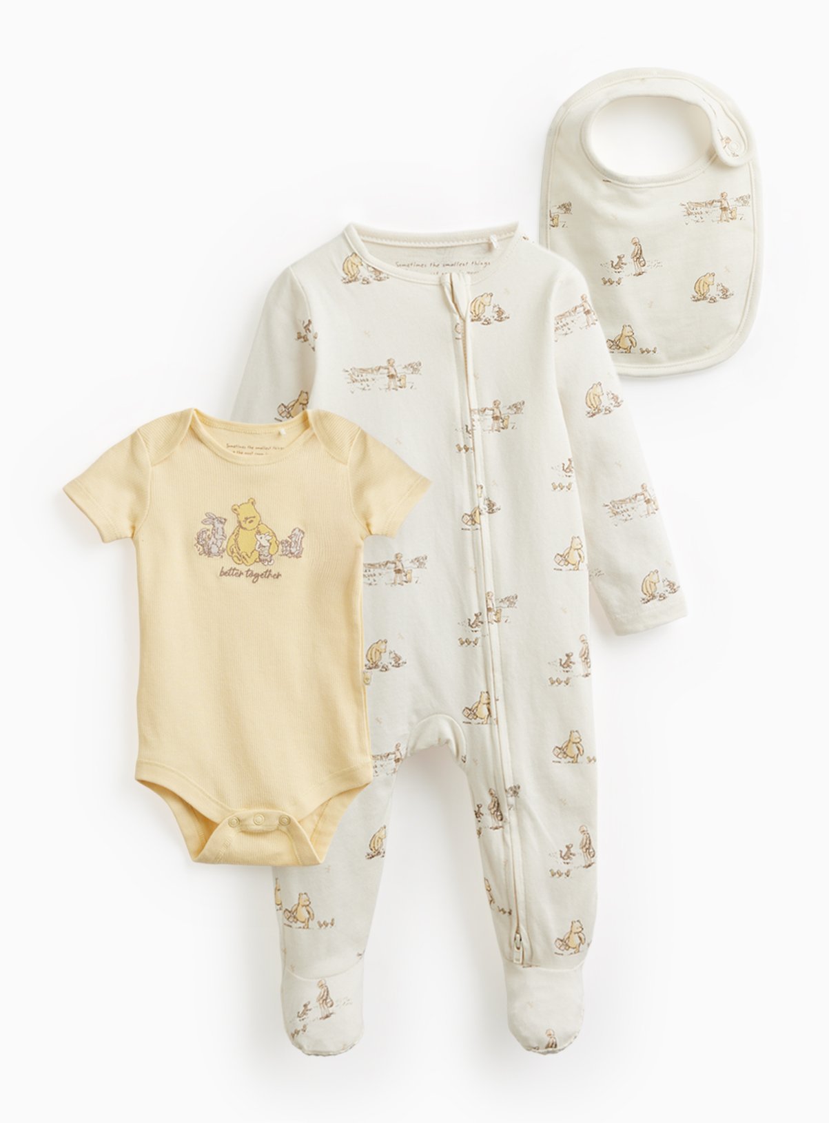 Yellow Winnie The Pooh Print 3-Piece Starter Set Newborn