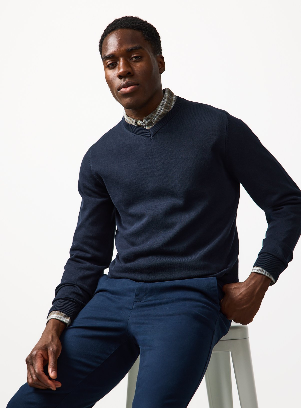 Navy V Neck Jumper XXXL