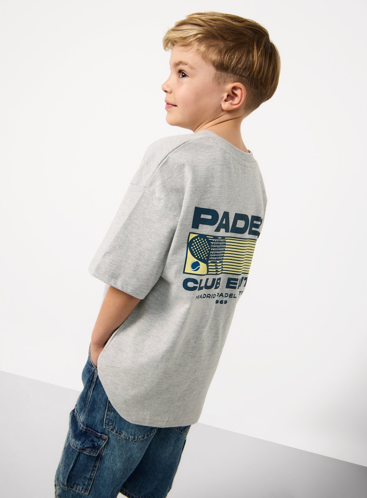 Grey Padel Print T-Shirt 7 years