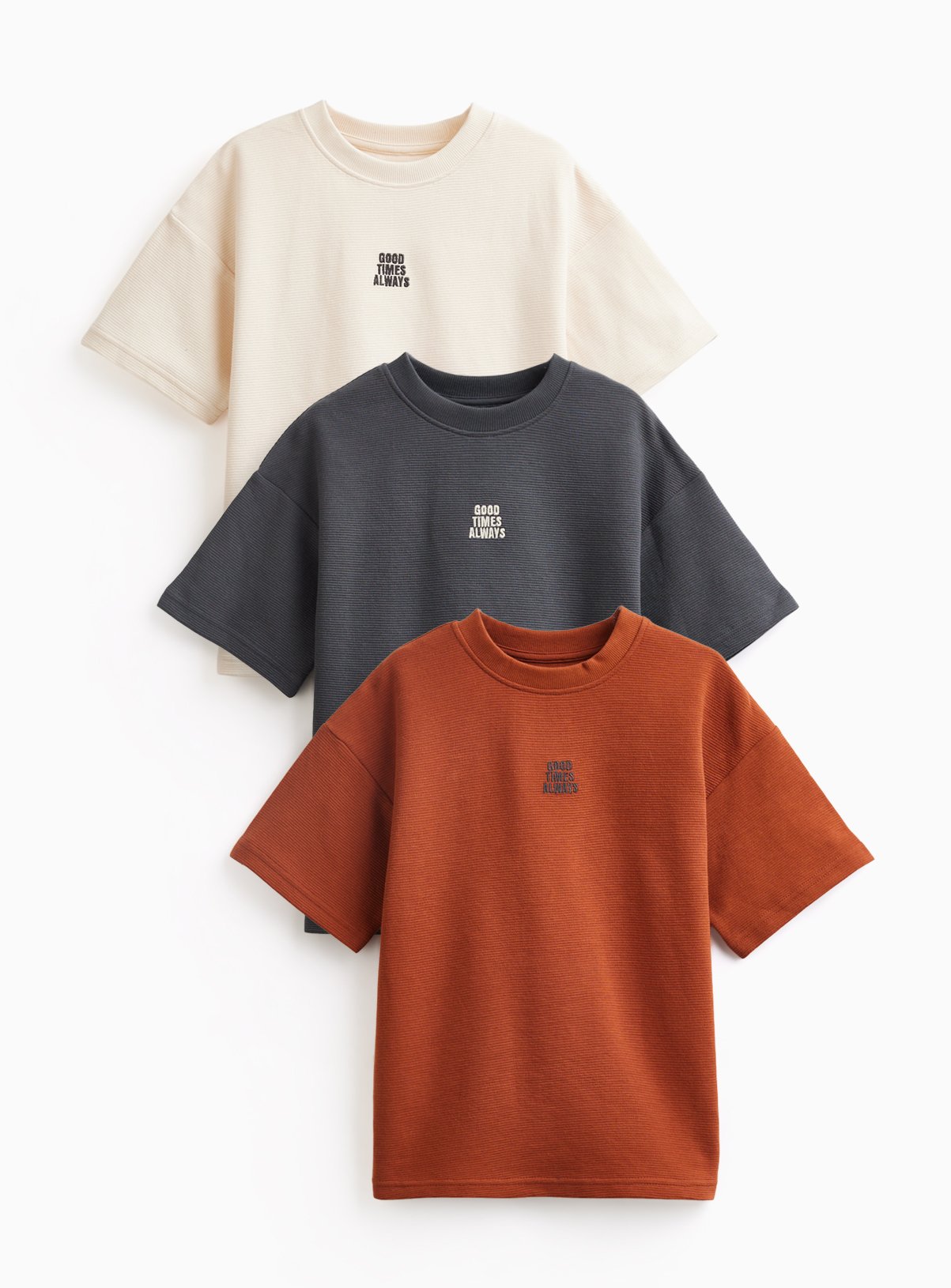 'Good Times Always' Graphic Motif T-Shirts 3 Pack 