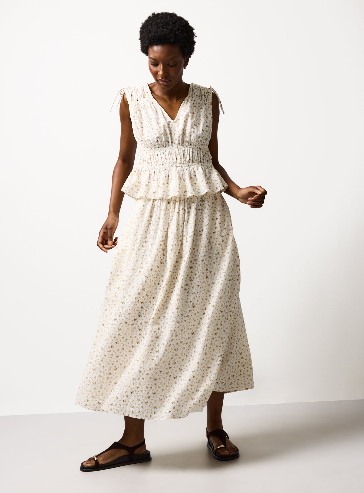 Cream Floral Co-ord Midaxi Skirt 